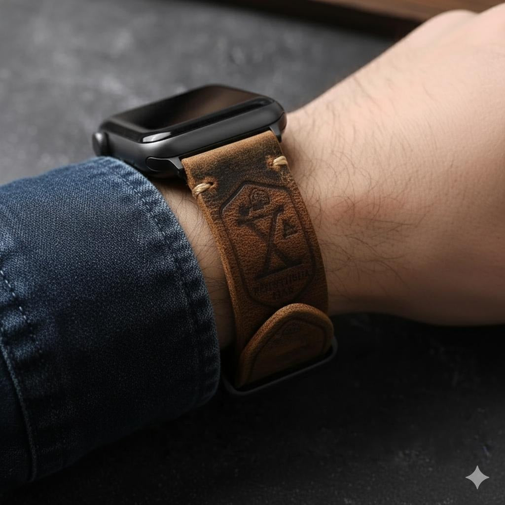 Bracelet Apple Watch Homme en Cuir Epais