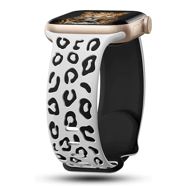 Bransoletka Apple Watch w biały wzór lamparta