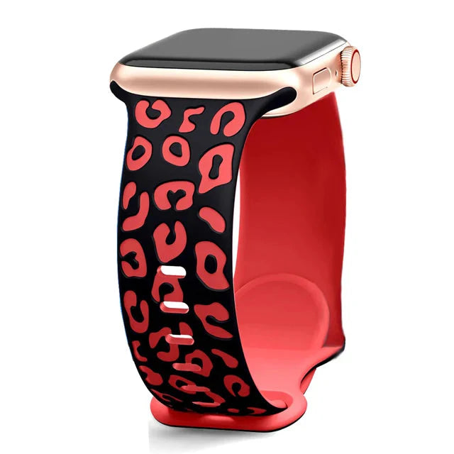 Bransoletka Apple Watch w czerwony wzór lamparta