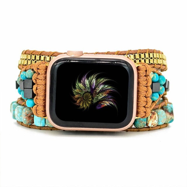 Bracelet Apple Watch Pierre Naturelle turquoise
