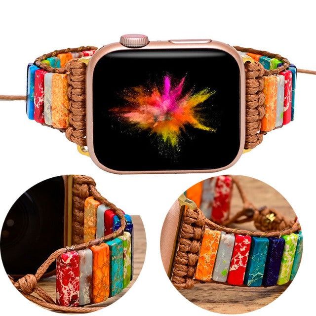 Bransoletka Apple Watch z naturalnym kamieniem 7 czakr