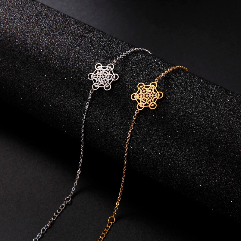 Bransoletka damska Cube de Métatron srebrna