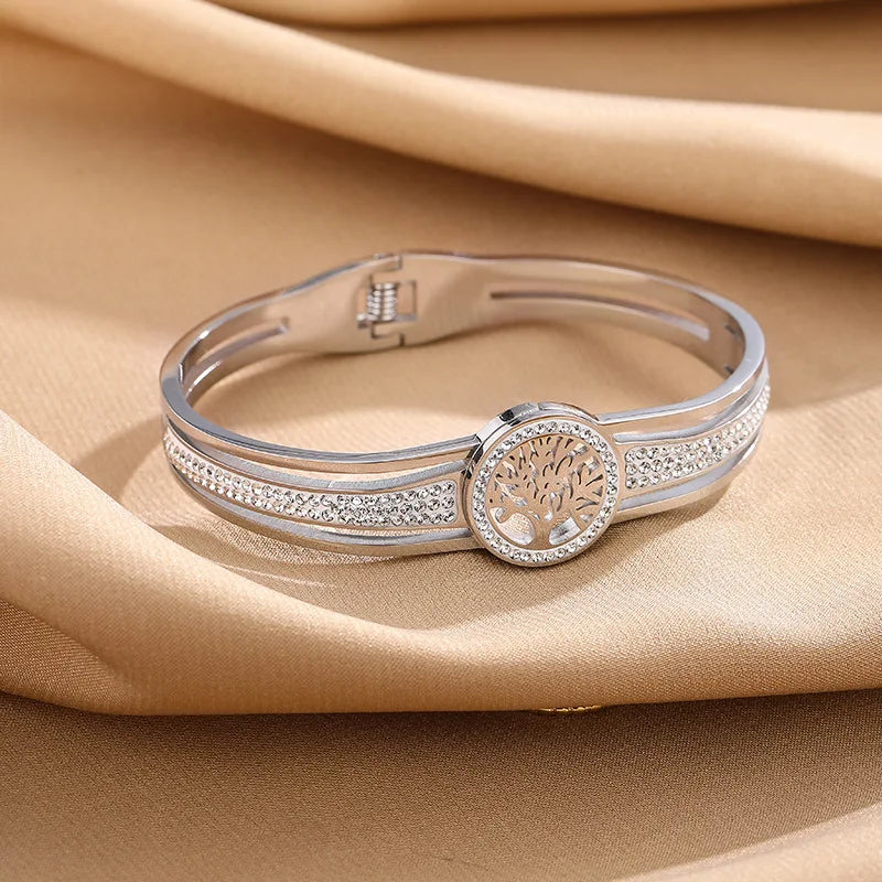 Bransoletka z Drzewem Życia i srebrnym kryształem