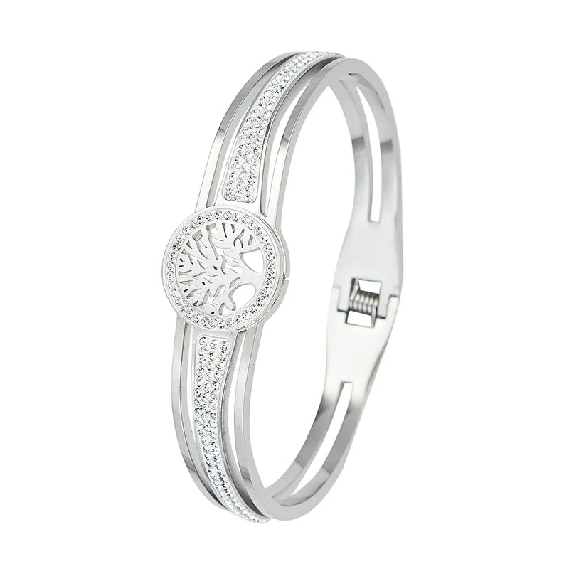 Bransoletka z Drzewem Życia i srebrnym kryształem