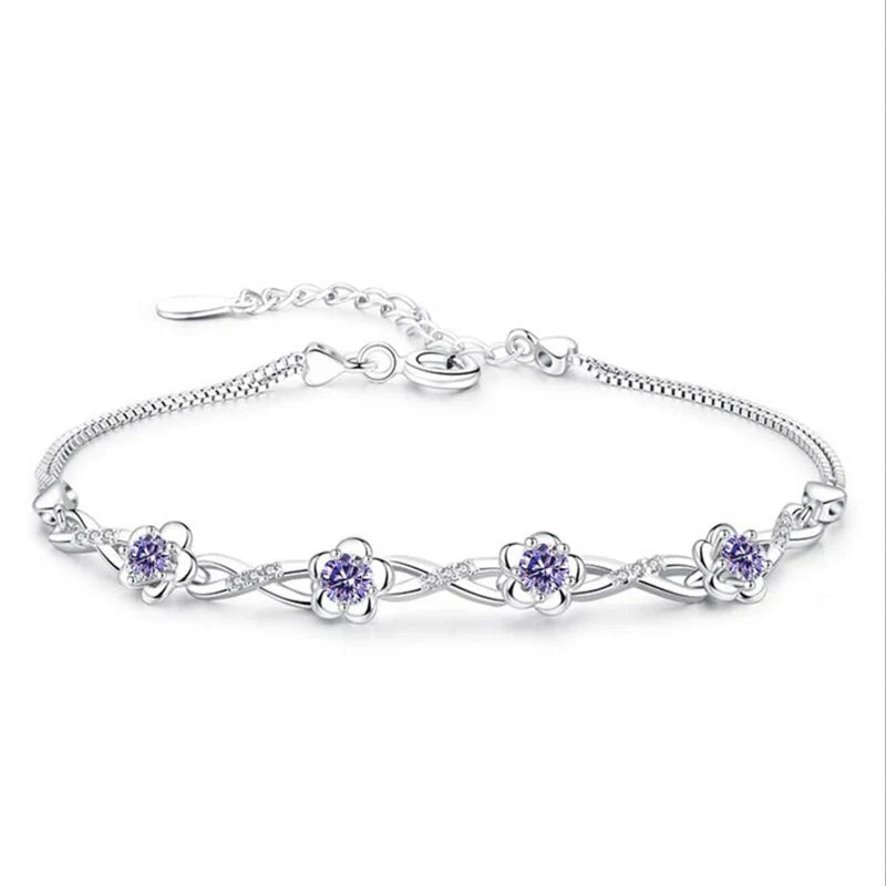 Bracelet avec Fines Fleurs en Zircon