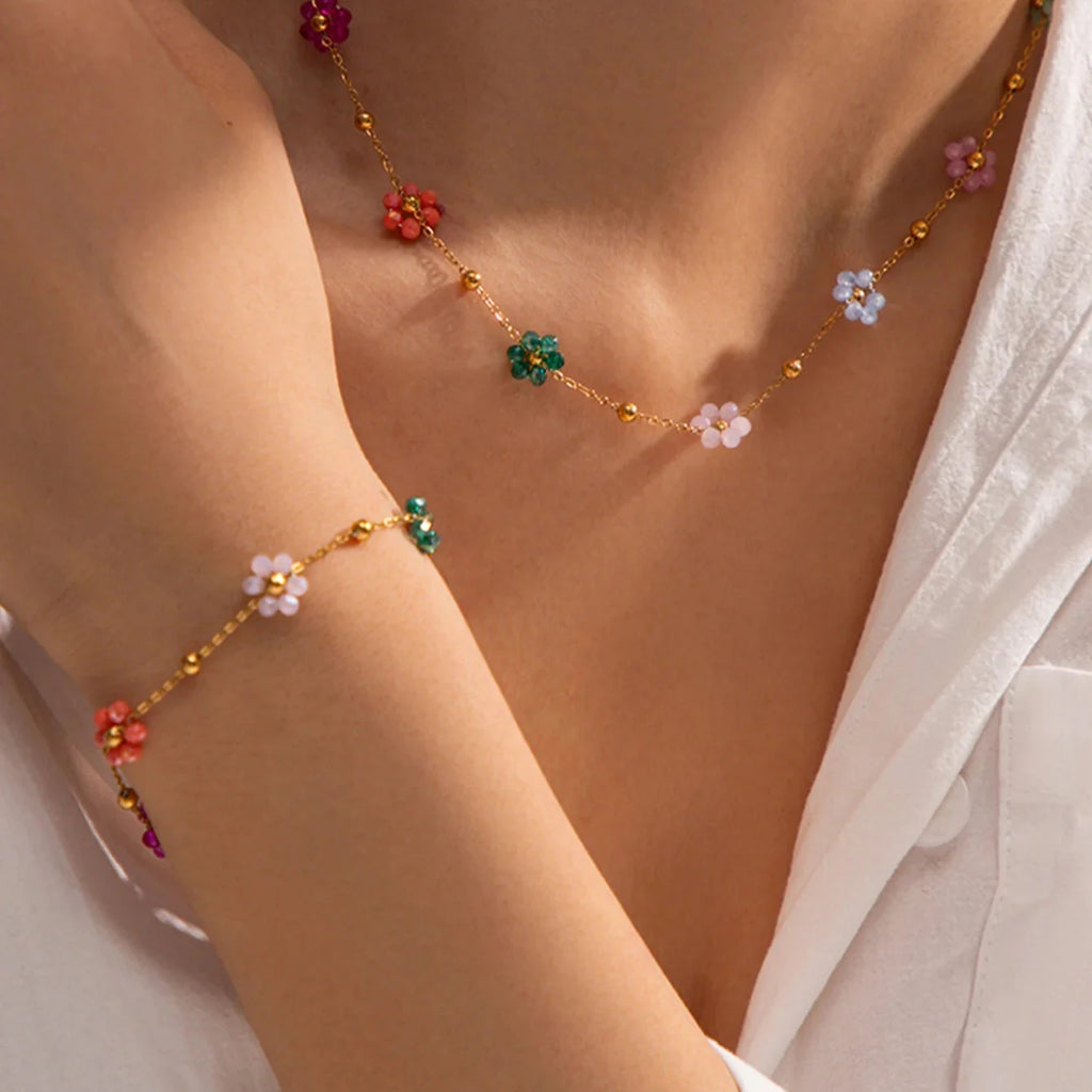 Bracelet avec Fleurs Colorées