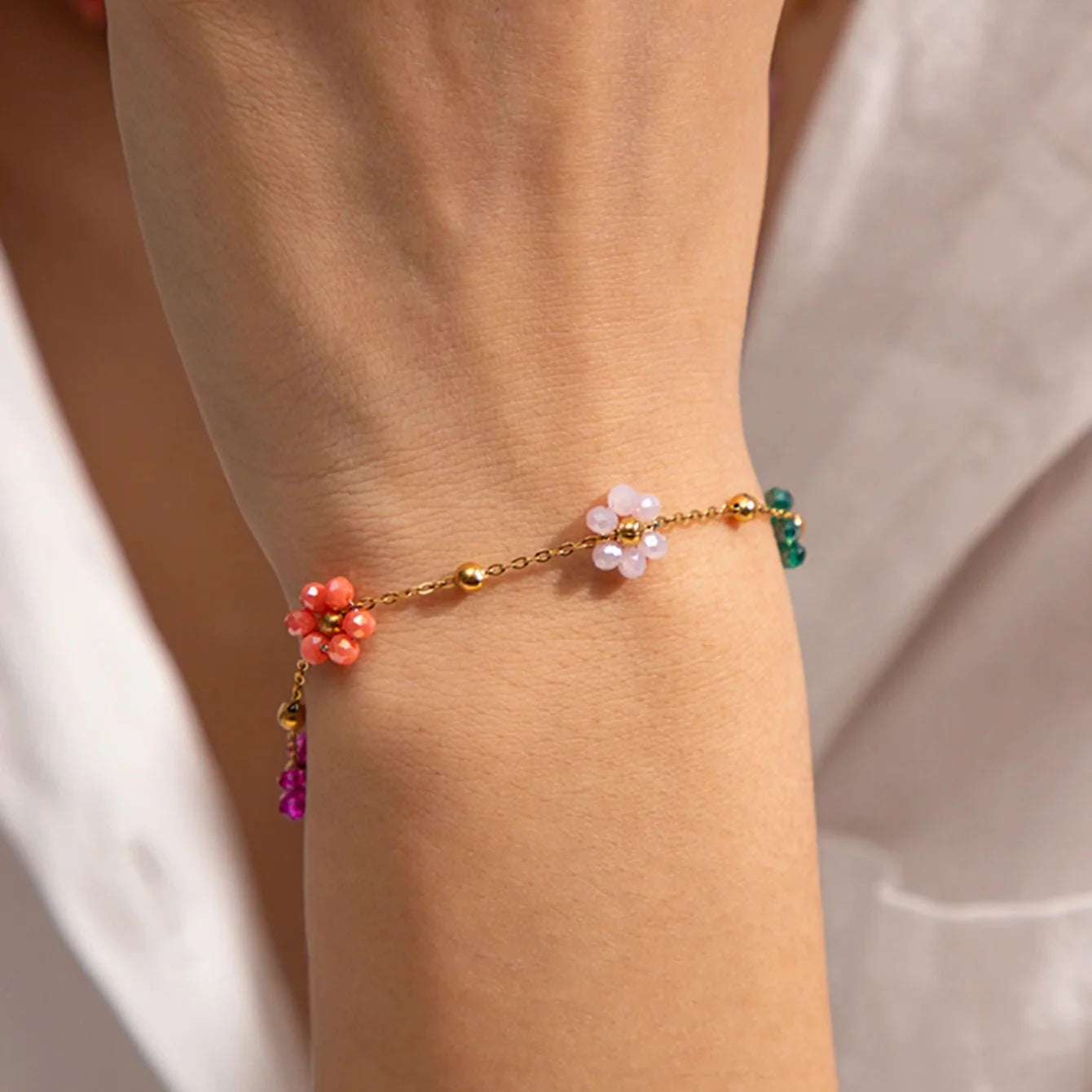 Bracelet avec Fleurs Colorées