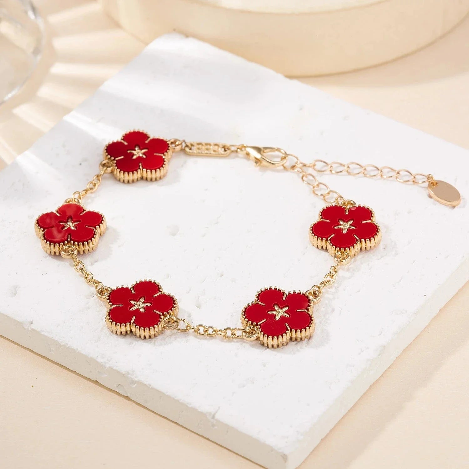 Bracelet avec Fleurs pour Femme rouge