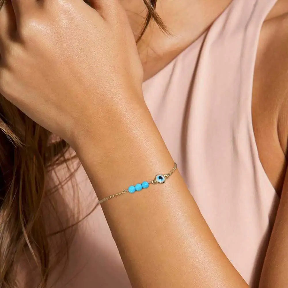 Bracelet avec Perles Contre le Mauvais Oeil