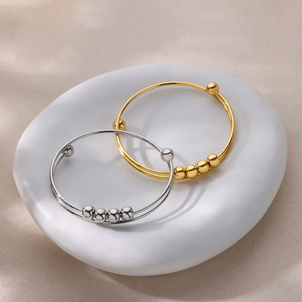 Bracelet avec Perles Rotatives Anti-Stress pour Homme ou Femme argent
