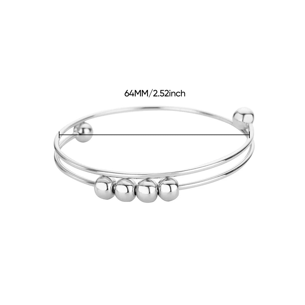 Bracelet avec Perles Rotatives Anti-Stress pour Homme ou Femme argent