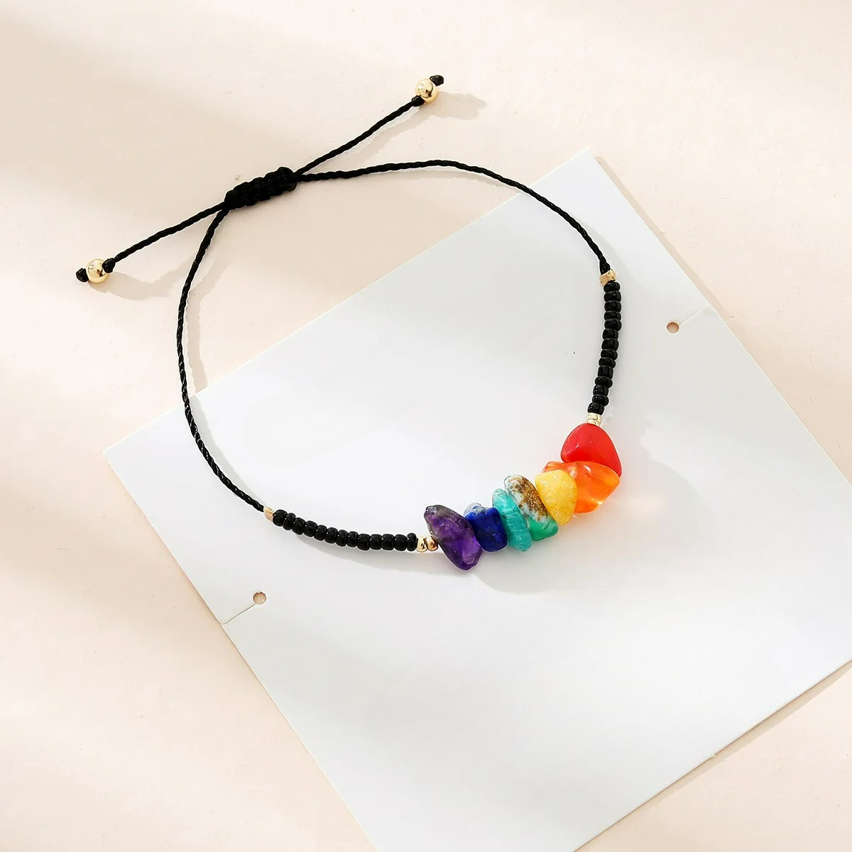 Bransoletka z naturalnymi kamieniami 7 czakr czarna