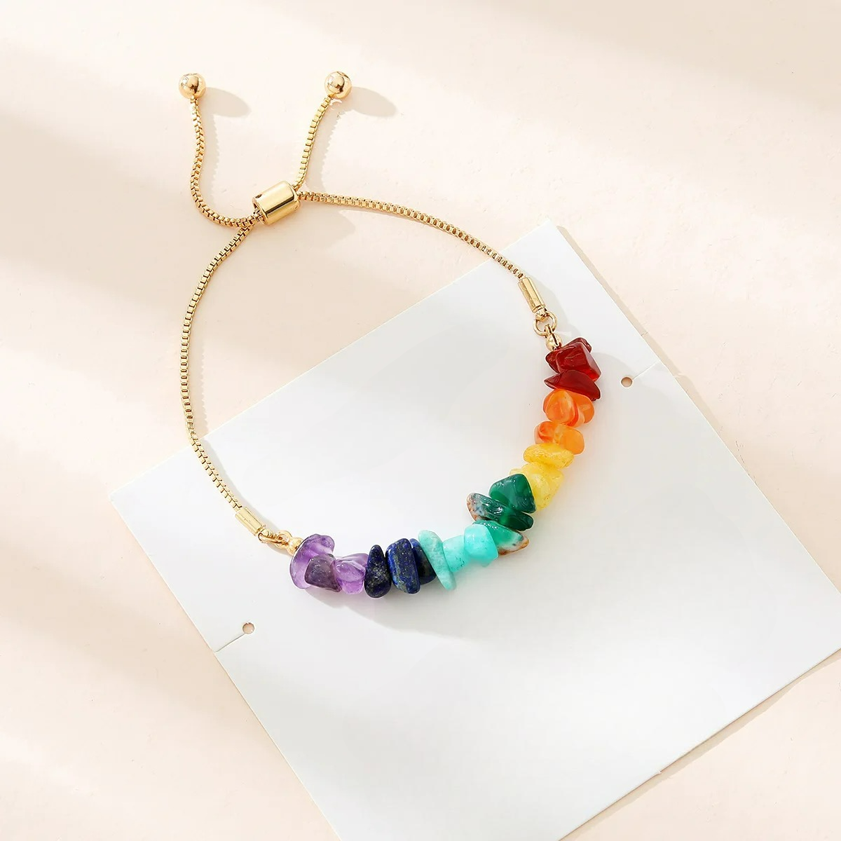 Bracelet avec Pierres Naturelles 7 Chakras or