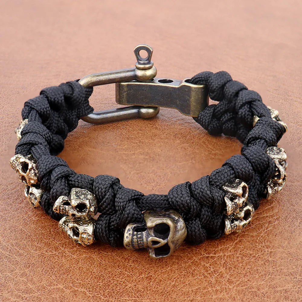 Bracelet avec Têtes de Morts noir