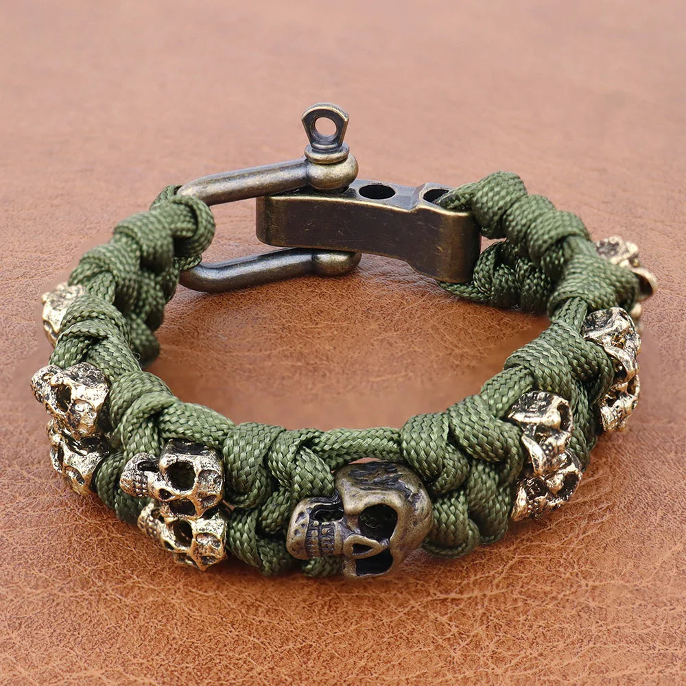 Bracelet avec Têtes de Morts vert