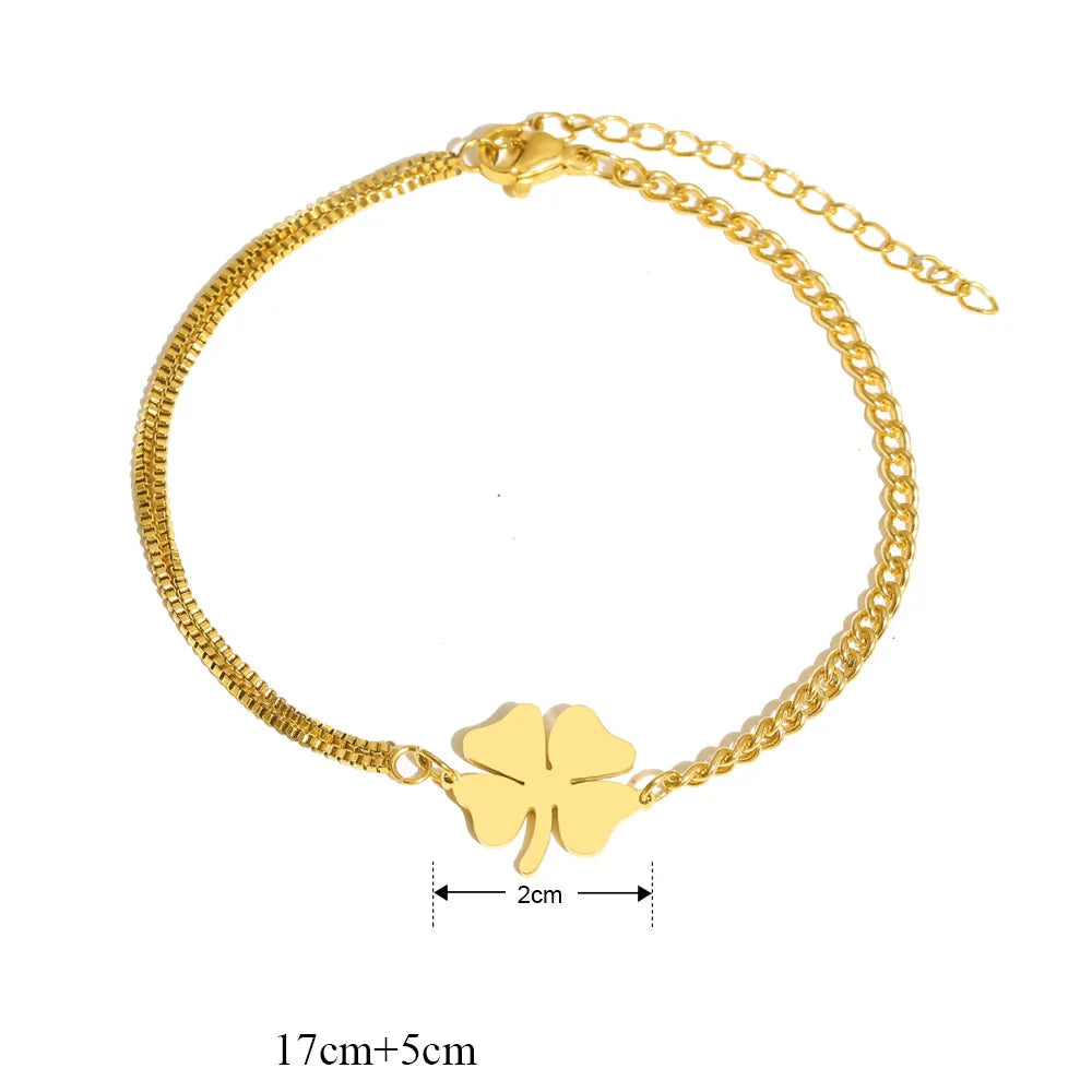 Armbånd med firkløver held og lykke