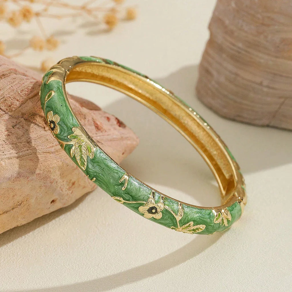 Bracelet Colorés avec Fleurs vert