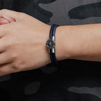 Bransoletka Kompas Męska Skórzana Kompas Róża Wiatrów czarna