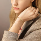 Bransoletka z krzyżem i łańcuszkiem gourmet dla mężczyzn lub kobiet, złota