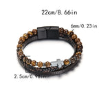 Bransoletka Różaniec z Krzyżem z Naturalnych Kamieni i Skóry 