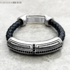 Bransoletka z rustykalnym krzyżem ze skóry - Exception®