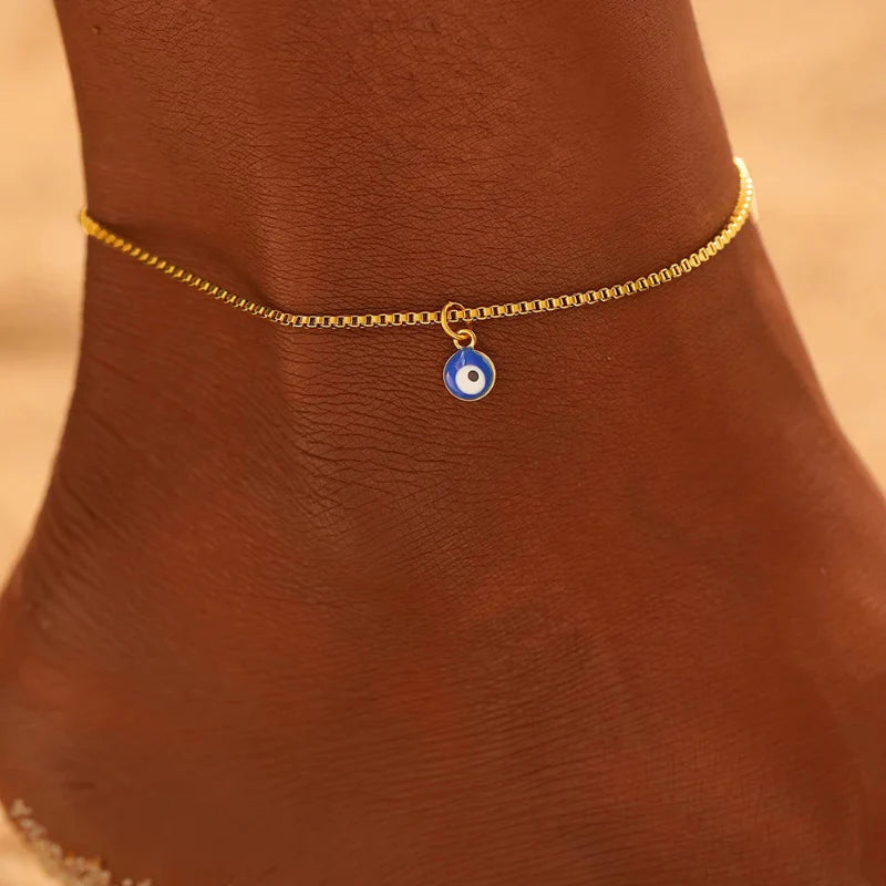 Bracelet de Cheville Oeil Bleu or