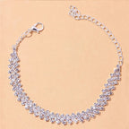 Bransoletka na kostkę z diamentami, złoto i srebro, dla kobiet 