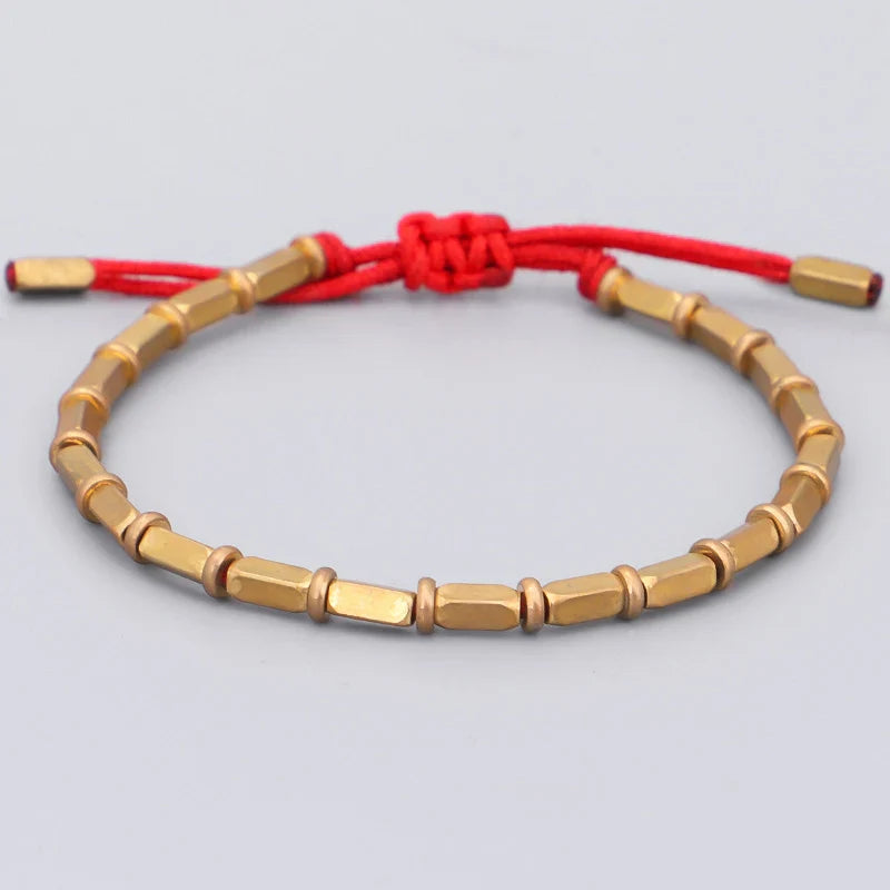 Bracelet Gourmette Vintage Bouddhiste Tibétain rouge