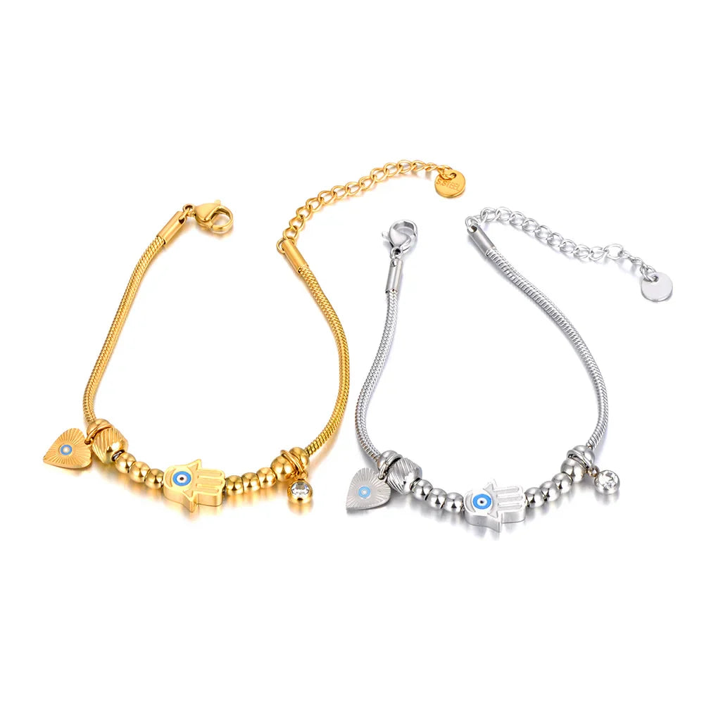 Bracelet de Protection avec Main de Fatma et Oeil Bleu