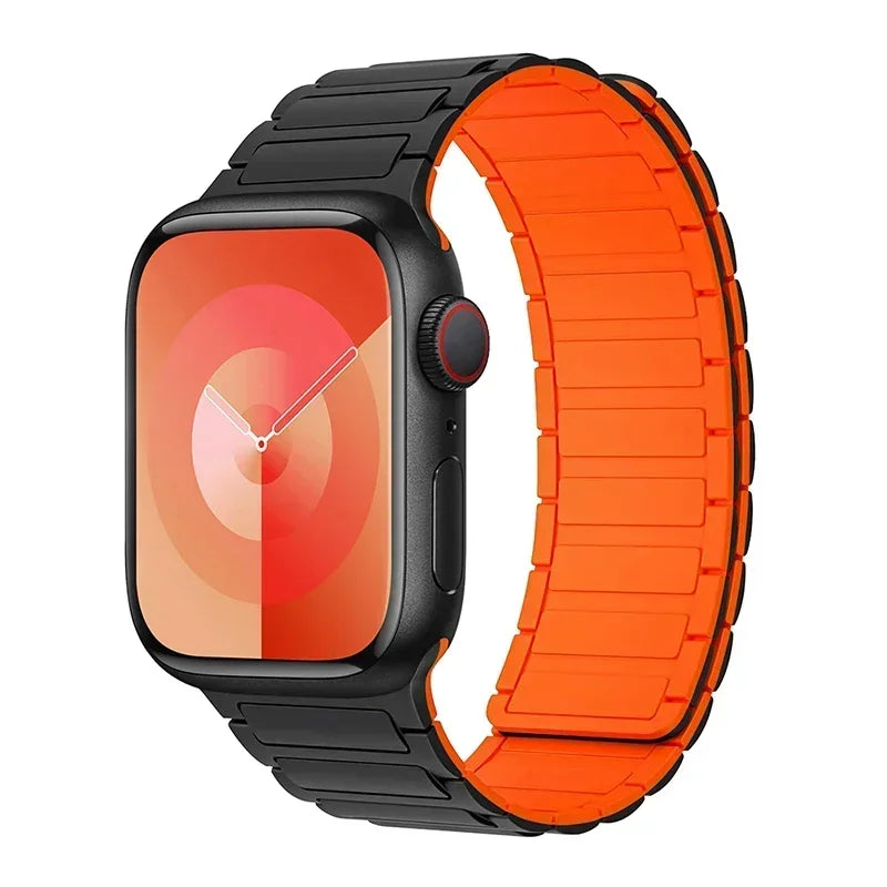 Magnetyczny pasek zastępczy do Apple Watch czarno-pomarańczowy