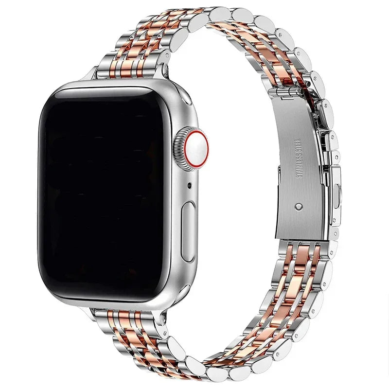 Wymienna bransoleta do Apple Watch ze stali nierdzewnej w kolorze srebrno-różowego złota