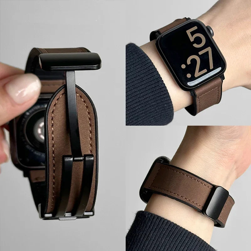 Wymienny pasek do Apple Watch ze skóry w kolorze brązowym
