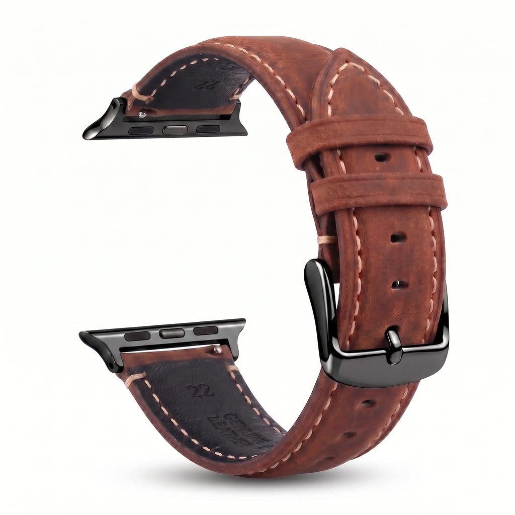 Klasyczny brązowy skórzany pasek zamienny do Apple Watch