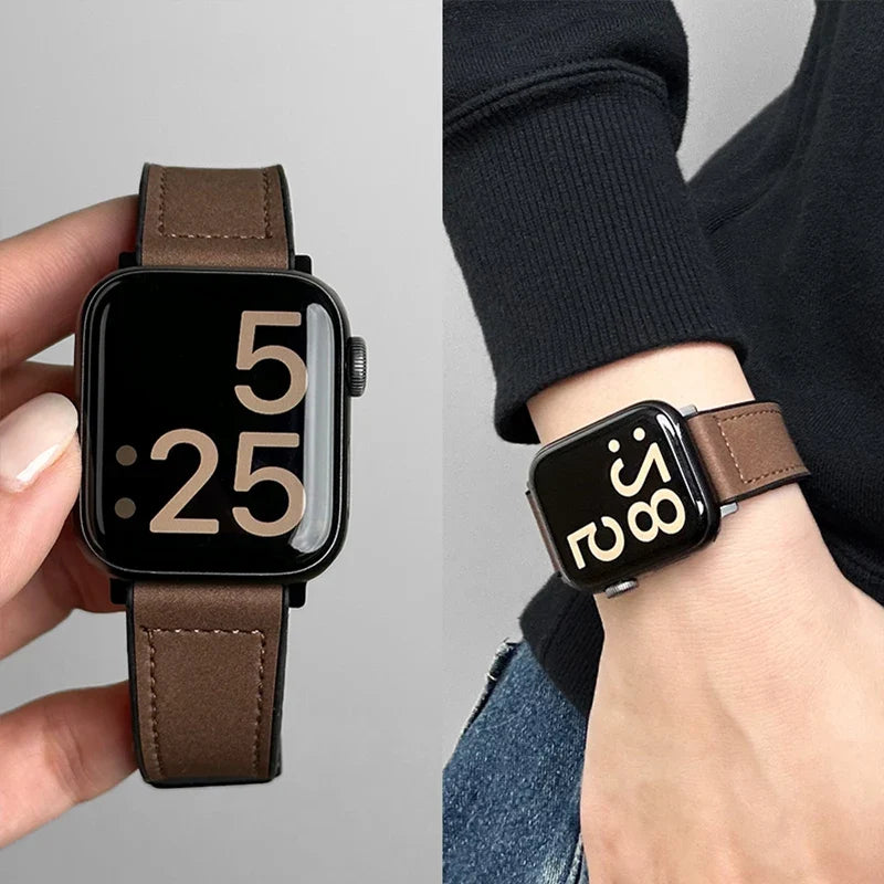 Wymienny pasek do Apple Watch ze skóry w kolorze brązowym