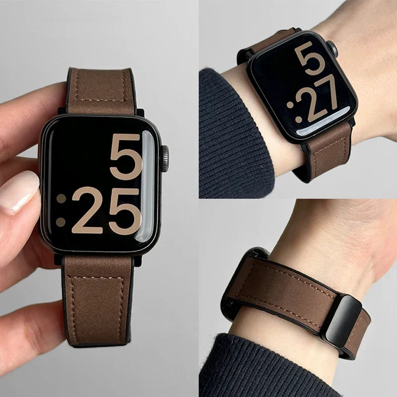 Wymienny pasek do Apple Watch ze skóry w kolorze brązowym