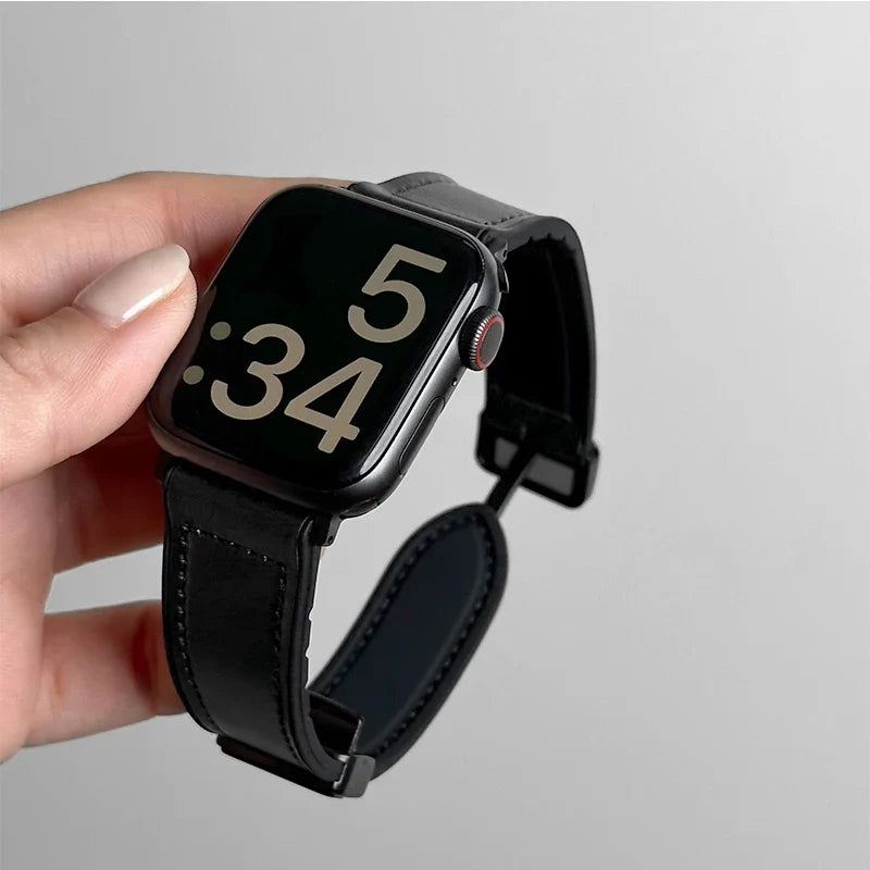 Wymienny pasek do Apple Watch ze skóry w kolorze czarnym