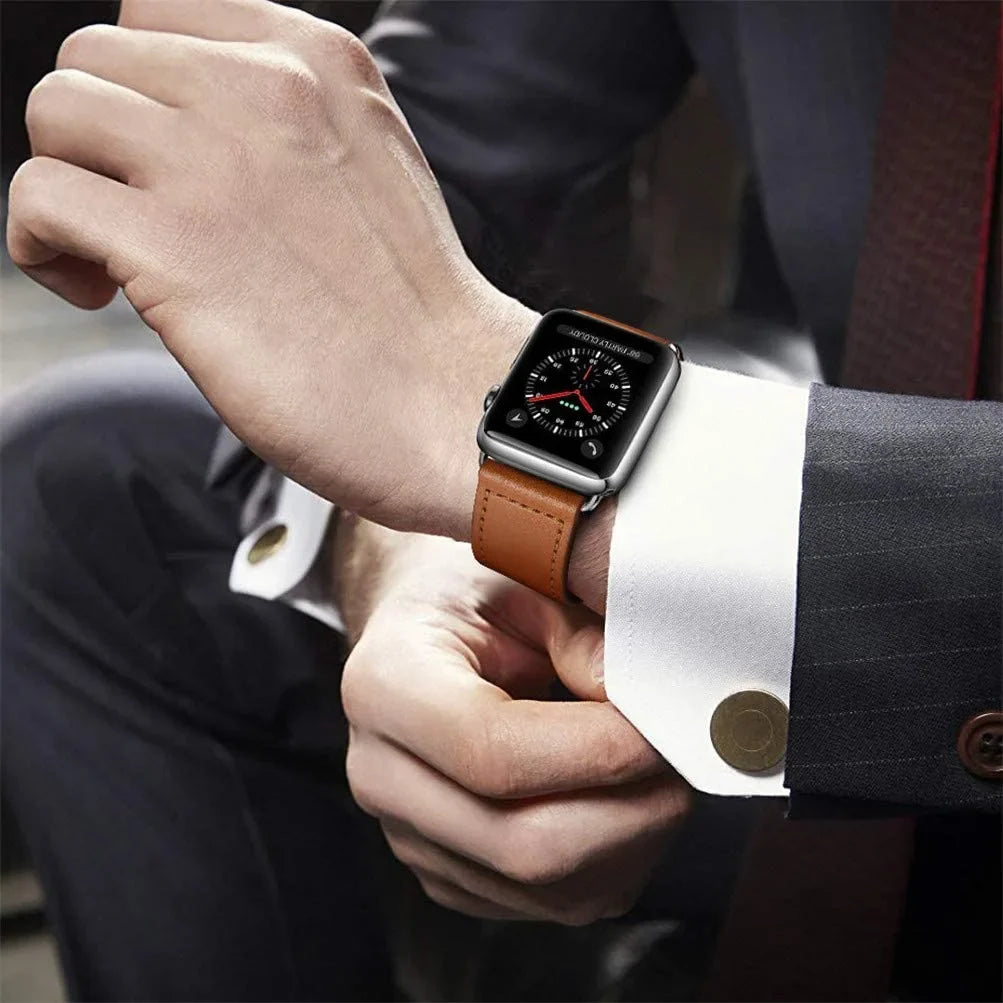 Skórzany brązowy pasek zamienny do Apple Watch dla kobiet i mężczyzn