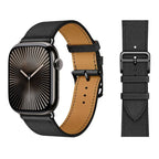 Skórzany czarny pasek zamienny do Apple Watch dla kobiet i mężczyzn