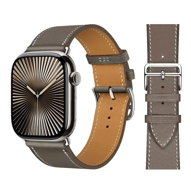 Skórzany szary pasek zamienny do Apple Watch dla kobiet i mężczyzn