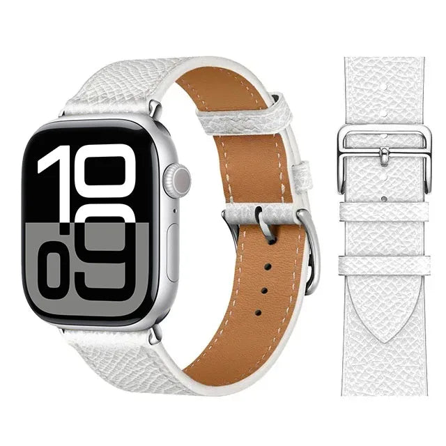 Skórzany biały pasek zamienny do Apple Watch dla kobiet i mężczyzn