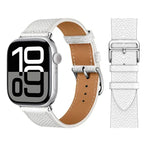 Skórzany biały pasek zamienny do Apple Watch dla kobiet i mężczyzn