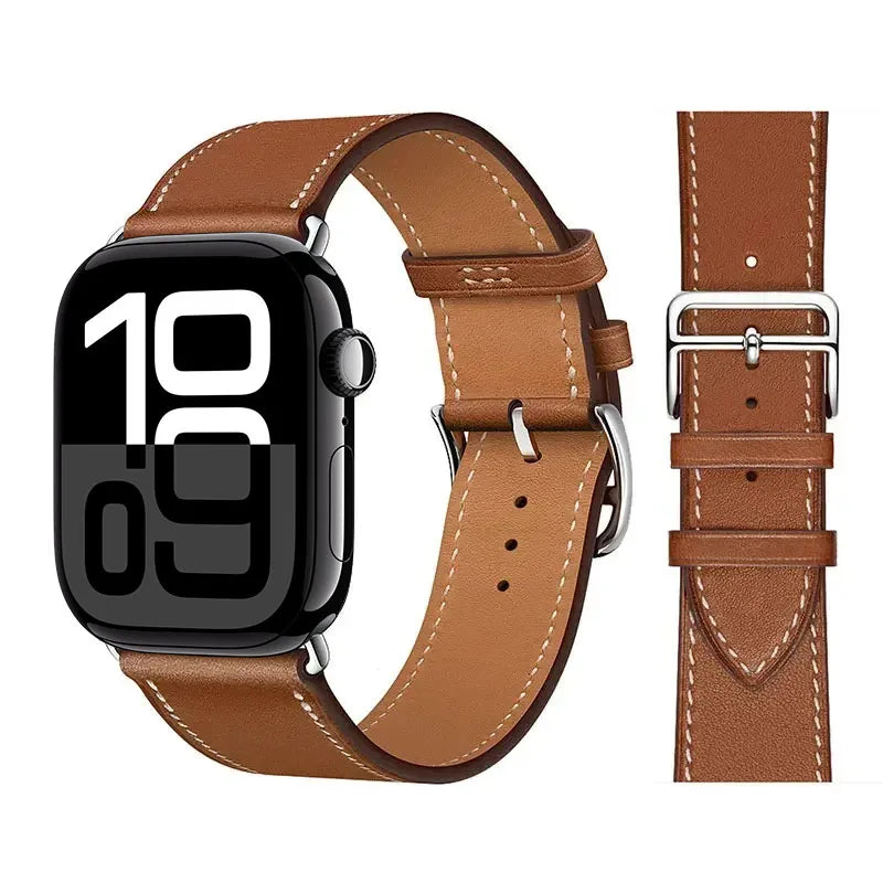 Skórzany brązowy pasek zamienny do Apple Watch dla kobiet i mężczyzn