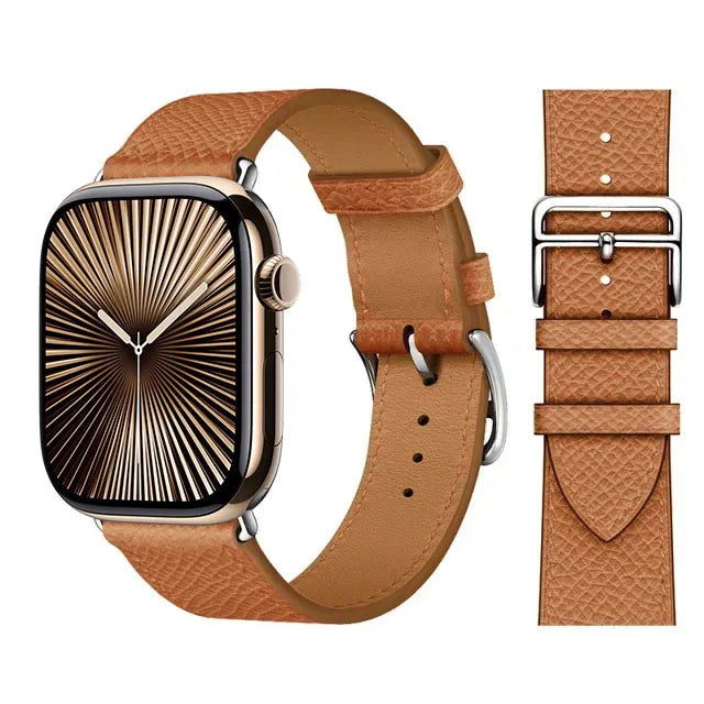 Skórzany brązowy pasek zamienny do Apple Watch dla kobiet i mężczyzn
