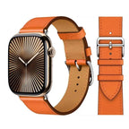 Skórzany pomarańczowy pasek zamienny do Apple Watch dla kobiet i mężczyzn