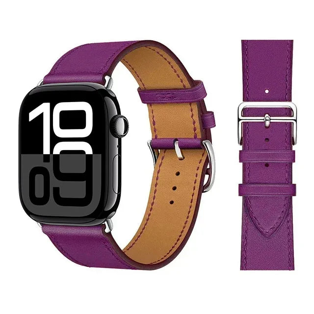 Skórzany fioletowy pasek zamienny do Apple Watch dla kobiet i mężczyzn