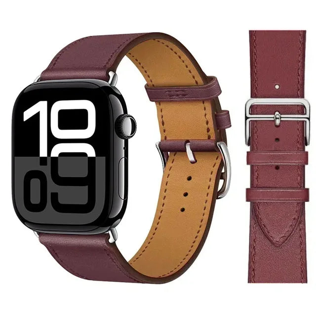 Skórzany fioletowy pasek zamienny do Apple Watch dla kobiet i mężczyzn
