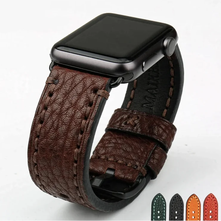 Wymienny pasek do Apple Watch z postarzanej brązowej skóry
