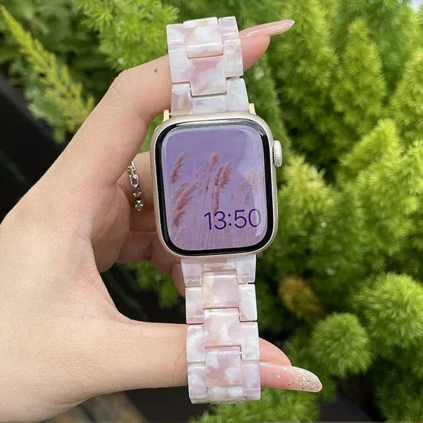 Wymienny pasek z żywicy do Apple Watch w kolorze różowo-białym