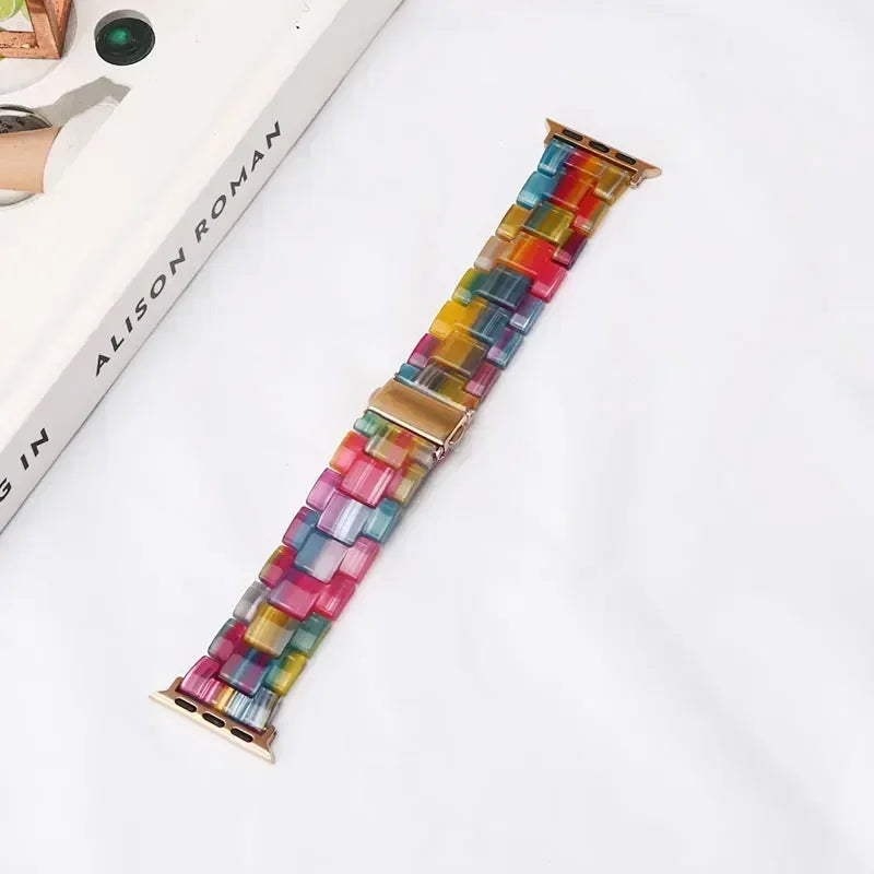 Wymienny pasek z żywicy do Apple Watch w kolorze tęczowym