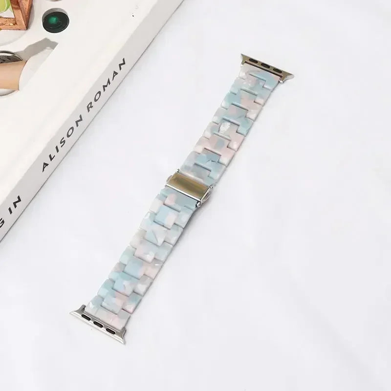 Wymienny pasek z żywicy do Apple Watch w kolorze biało-niebieskim